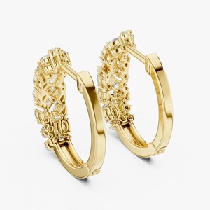 Pendientes de Aro de Oro Amarillo de 9K con Diamantes Cultivados en Laboratorio de 0.806CT, Corte Mixto Redondo, Pera, Princesa y Esmeralda, Joyería Fina al por Mayor - Product Image 2