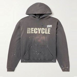 Pull à capuche pour homme en coton 100% de haute qualité, design personnalisé, hiver, délavé, uni, décontracté, grande taille, écologique, respirant - Product Image 1