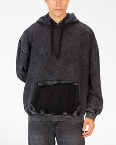 Vente directe usine – Sweat à capuche oversize à épaules tombantes pour homme, en molleton personnalisé 100 % coton épais 380 GSM, coupe carrée délavée à l'acide - Product Image 3