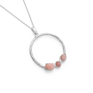 Nuevo colgante minimalista de plata de ley 925 maciza con piedras de coral engastadas en garra, para uso diario, joyería fina para mujer. - Product Image 3