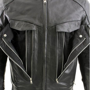 SAMROZ SPORTS Leather Men's <b>Racer</b> Style Collarless Premium Leather Motorcycle Biker Riders <b>Jackets</b> - Product Image 4