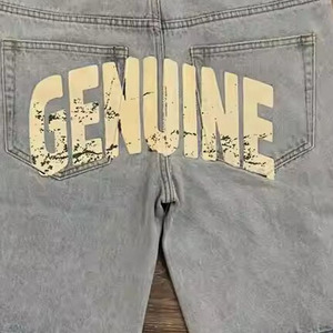 Shorts en jean décontractés pour hommes, coupe droite et ample, longueur genou, style streetwear, personnalisables, vente en gros - Product Image 4