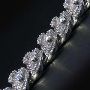 925 Sterling <b>Silver</b> Moissanite Cuban Link <b>Bracelet</b> Rhodium Plated Unisex Chain <b>Bangle</b> for Wedding Party - Product Image 2
