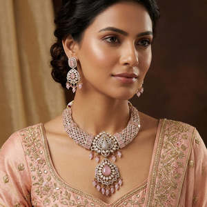 Ensemble de colliers ras du cou style paon avec perles de cristal et de nacre Pota Stone Fashion 10575594LPI - Product Image 1