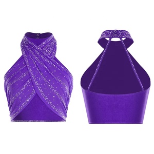 Femmes <span class=keywords><strong>Salsa</strong></span> Cha-Cha Costume de Danse Latine Superposition Crop Top Styles de Danse <span class=keywords><strong>Salsa</strong></span> Vente en Gros Compétitif Tops de Danse de Salon Fournisseurs - Product Image 2