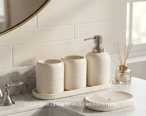 Ensemble de salle de bain en céramique côtelée de qualité supérieure, magnifique ensemble de douche esthétique - Product Image 4