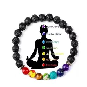 High quality Even Seven chakra Lava Gemstone Bead Bracelet Fashion Charm Jewelry for Men Women for Energy Meditation - Product Image 2