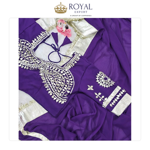 Fournisseur indien vendant des vêtements indiens pour femmes au design élégant et tendance, sari en georgette douce avec dentelle à sequins pour mariage - Product Image 2