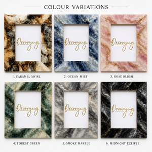 Cadre photo en résine marbrée marron doré gris, fait main, robuste, décoration de luxe pour la maison, vente en gros - Product Image 4