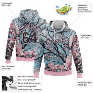 Sweat-shirt à capuche en polaire à imprimé floral personnalisé, unisexe, respirant, séchage rapide, poche, nom de l'équipe brodé, numéro 37 sur le devant, 64 au dos - Product Image 1