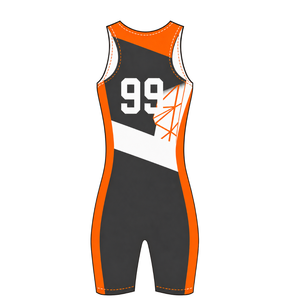 Maillot de compétition sans manches pour homme Orange et Charbon, uniforme de performance pour la course, personnalisable, vente en gros, pour équipes sportives - Product Image 2
