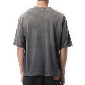 เสื้อยืดผู้ชายทรงโอเวอร์ไซส์ ผ้าคอตตอน 100% คุณภาพสูง สไตล์วินเทจ ฮิปฮอป ลำลอง ลายฟอกสี 280 GSM พร้อมกระเป๋าหน้า - Product Image 3