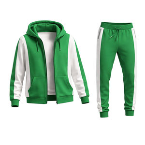 Conjunto de chándal verde y blanco para hombre, sudadera con capucha y pantalones deportivos, ropa deportiva para gimnasio, conjunto informal, ropa deportiva, traje de entrenamiento - Product Image 2