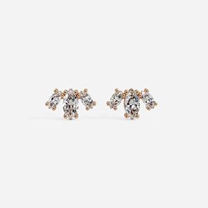 Pendientes de tuerca con diamantes de laboratorio de corte marquesa y halo elegante, engastados en oro macizo de 14K, brillantes, regalo para aniversario de bodas - Product Image 4