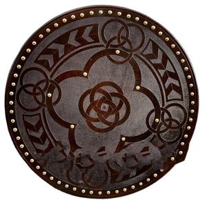 Escudo vikingo Diseño medieval hecho a mano Logotipo pintado personalizado Acero de alto carbono Grado DIY Soporte OEM para cuchillos Aplicaciones artesanales - Product Image 1