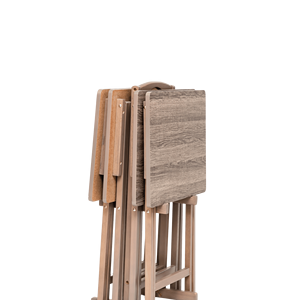 Set Tavolino Pieghevole Moderno Rustico in Legno di Gomma Grigio con Ripiano Portaoggetti per Soggiorno - Product Image 3