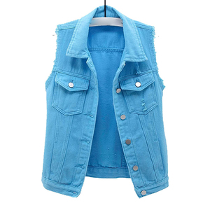 Nuevo Chaleco Vaquero Morado de Moda para Mujer, Chaqueta sin Mangas Holgada Informal de Otoño con Cinturón con Estampado de Leopardo, Logotipo, Diamantes y Botones - Product Image 3