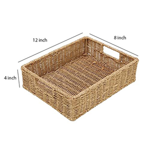 Wholesale Price Rectangle Shape Rattan Storage Fruit Serving Tray Home Decoration <b>Kitchen</b> Ware Handmade Rattan Woven Tray - Product Image 6