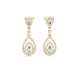 Pendientes de Diamantes Cultivados en Laboratorio, Redondos y en Forma de Pera, de Oro Blanco de 14K, para Mujer |   Diamante Cultivado Nuevo - Product Image 3