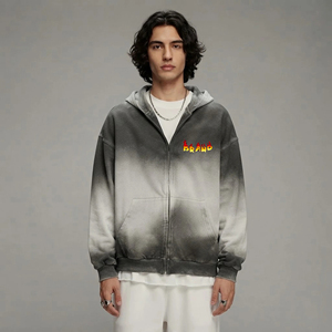 Casual wear OEM Winter Heavyweight 100% Cotton man hood hip hop oversized Fit High Street <b>Style</b> with <b>spray</b> effect men's hoodie - Product Image 4