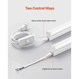 Confezione da 6 Tubi LED Integrati T5 da 4FT 2200lm 6500K, Luce da Officina Collegabile con Interruttore Elettrico ON/OFF per Magazzini - Product Image 4