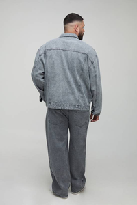 Veste en jean noire pour homme, sur mesure, de haute qualité, boutonnée, décontractée, ample, tendance, 100% coton, pour l'automne et l'hiver - Product Image 2