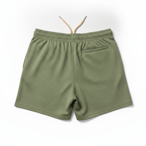 <b>Men's</b> High Street Eco-Friendly Mesh <b>Shorts</b> <b>with</b> <b>Elastic</b> <b>Waist</b> 100% Cotton Breathable Fabric Classic Olive Green - Product Image 4