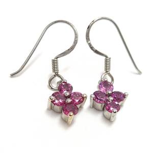 Pendientes de Plata con Turmalina Rosa Natural y Granate Rosa, Pendientes Colgantes Delicados, Regalo para Ella - Product Image 5