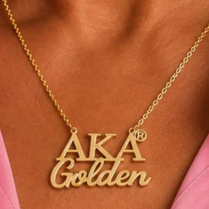 Collar de Acero Inoxidable con Colgante de Letra Dorada AKA Golden Soror para Mujer, Joyería Elegante, Regalo, Accesorio de Moda - Product Image 5