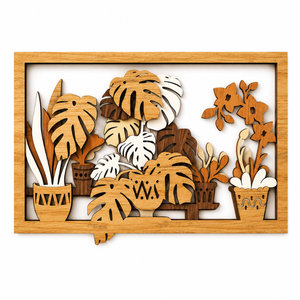 Arte Mural de Plantas Multicapa con Corte Láser de Lujo para Interiores de Casas Modernas |   Decoración de Pared Botánica de Madera Hecha a Mano Inspirada en la Naturaleza - Product Image 1