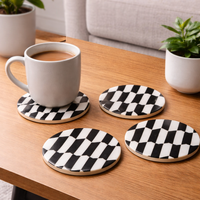 Sous-verre rond moderne en résine brillante écologique, accessoire de table décoratif pour salons et espaces de repas haut de gamme