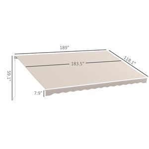 Toldo Retráctil Eléctrico de 16FT X 10FT, Color Crema, con Control Remoto y Manivela Plegable para Terraza - Product Image 3
