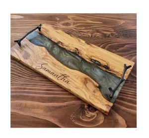 Wood Resin Serving <b>Tray</b> Custom Color & Design Eco-friendly Reusable Multifunction <b>Table</b> Top Food Storage Single Tier - Product Image 1