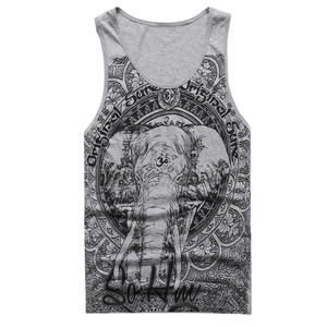 Wholesale <b>Men</b> Fitness <b>Singlet</b> Tank Top Sports Gym Vest Polyester/Cotton Quick Dry Breathable Custom Name - Product Image 1