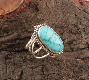 Bague multi-rangs en argent sterling 925 avec turquoise naturelle et motif arbre de vie, sertie en bélière, style bohème, bijoux tendance - Product Image 3