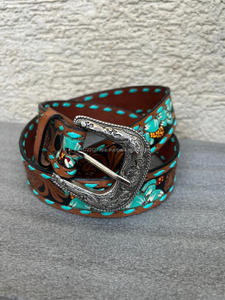Cinturón Floral Occidental de Cuero Auténtico Hecho a Mano, Cinturón de Cintura Unisex de Cuero Auténtico Hecho a Mano, Novedad - Product Image 5