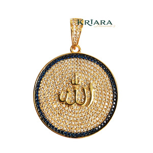 จี้พระอัลเลาะห์ทรงกลมประดับเพชรโมอิสซาไนต์ทรงบริลเลียนท์ ชุบทอง 18K เงินแท้ 925 เครื่องประดับฮิปฮอปสำหรับทุกเพศ - Product Image 1