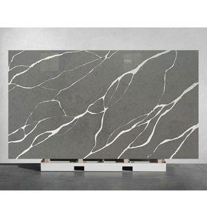 NV880 Impresionante moderno Durable Hospitality Hotel Calacatta Gris Venas blancas Piedra de cuarzo artificial Losa de encimera de cocina - Product Image 1