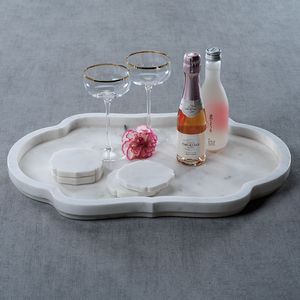 Sofisticada Bandeja de Mármol Gris con Bordes Lisos para Servir en la Mesa de Comedor y Decoración Elegante para Fiestas - Product Image 5