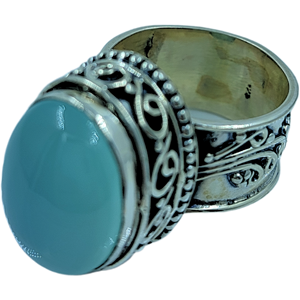 Natural Chalcedony Oval <b>Ring</b> 925 Sterling Silver March Birthstone Bezel Setting Handmade <b>Boho</b> Jewelry Gift - Product Image 2