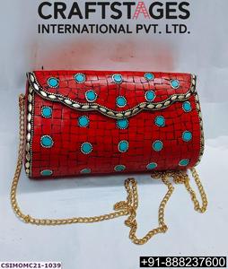 Craftstages International Handcrafted Metal <b>Clutch</b> Bag Chain Ethnic Designer Evening Sling Purse for Women 1-1.9L Capacity - Product Image 1