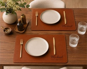 Napperons en cuir véritable sur mesure, imperméables et lavables, pour restaurants haut de gamme LPM-0008 - Product Image 1