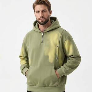 Men's Olive Green <b>Spray</b> Printed Pullover Hoodie Oversized Fit Regular Sleeve Casual Sweatshirt Breathable French Terry Winter - Product Image 5