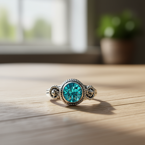 <b>Turquoise</b> Moissanite <b>Ring</b> 3.2 Grams Elegant and Durable - Product Image 3