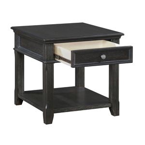 Consolle Classica in Legno Resistente per Soggiorno, Tavolino con Cassetto, Ripiano e Porte di Ricarica, Finitura Antracite, 1 Pezzo - Product Image 5