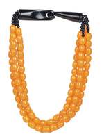 MN EXPORTS MNE-119 Collier Multicouche Fait Main en Résine Orange et Perles Naturelles, Diamant Taillé en Cœur, pour Fête et Mariage