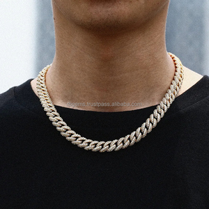 S925 Sterling Silver Yellow Gold Rhodium Plated Bezel Setting <b>Rope</b> <b>Chain</b> 6mm-18mm Zircon Iced Necklace for Gift - Product Image 5