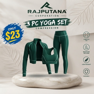 Conjunto de yoga de 3 piezas para mujer con costuras en contraste: top corto, chaqueta corta, sujetador deportivo y leggings de compresión. - Product Image 1