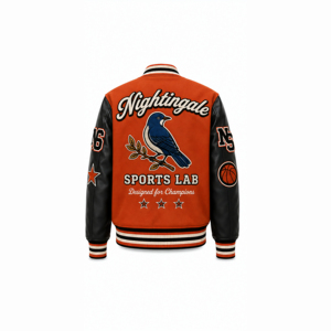 Chaqueta Varsity Letterman de Invierno al por Mayor, Cuerpo de Lana, Bordado Personalizado, Estilo Béisbol, Cuello Alto, Mangas Delanteras de Cuero - Product Image 2