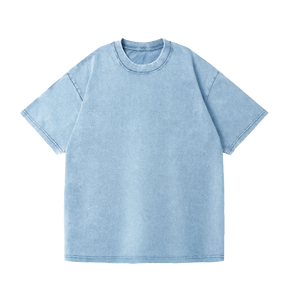 T-shirt pour homme, coupe classique, bleu clair, 100% coton, manches courtes, col roulé, imprimé, jersey tricoté, séchage rapide - Product Image 1